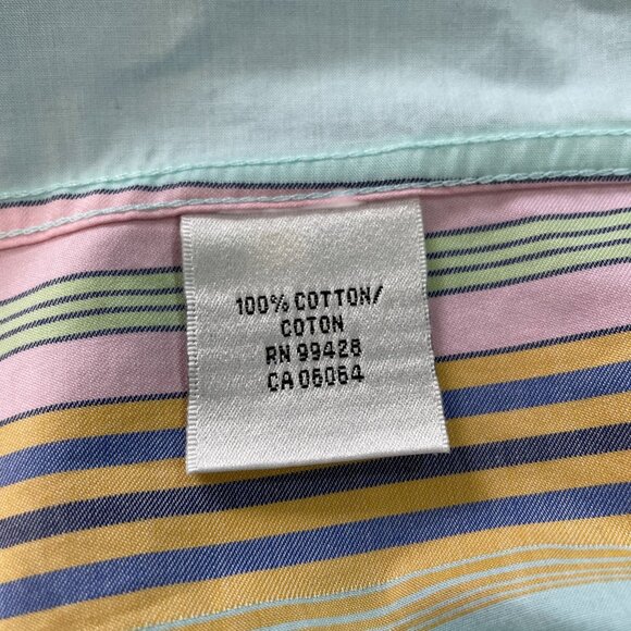 Bugatchi Uomo Striped Shirt Preowned Cotton Pastel Smart Casual Artsy Unique - Picture 13 of 13